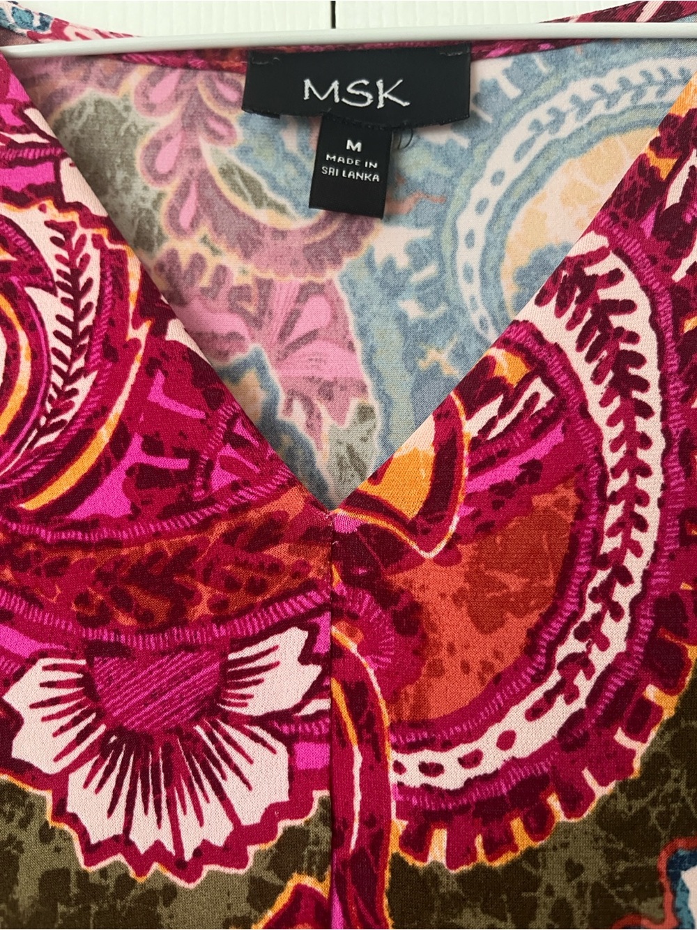 MSK Fuchsia Paisley V-Neck Short Sleeve Maxi Dress - Picture 3 of 3